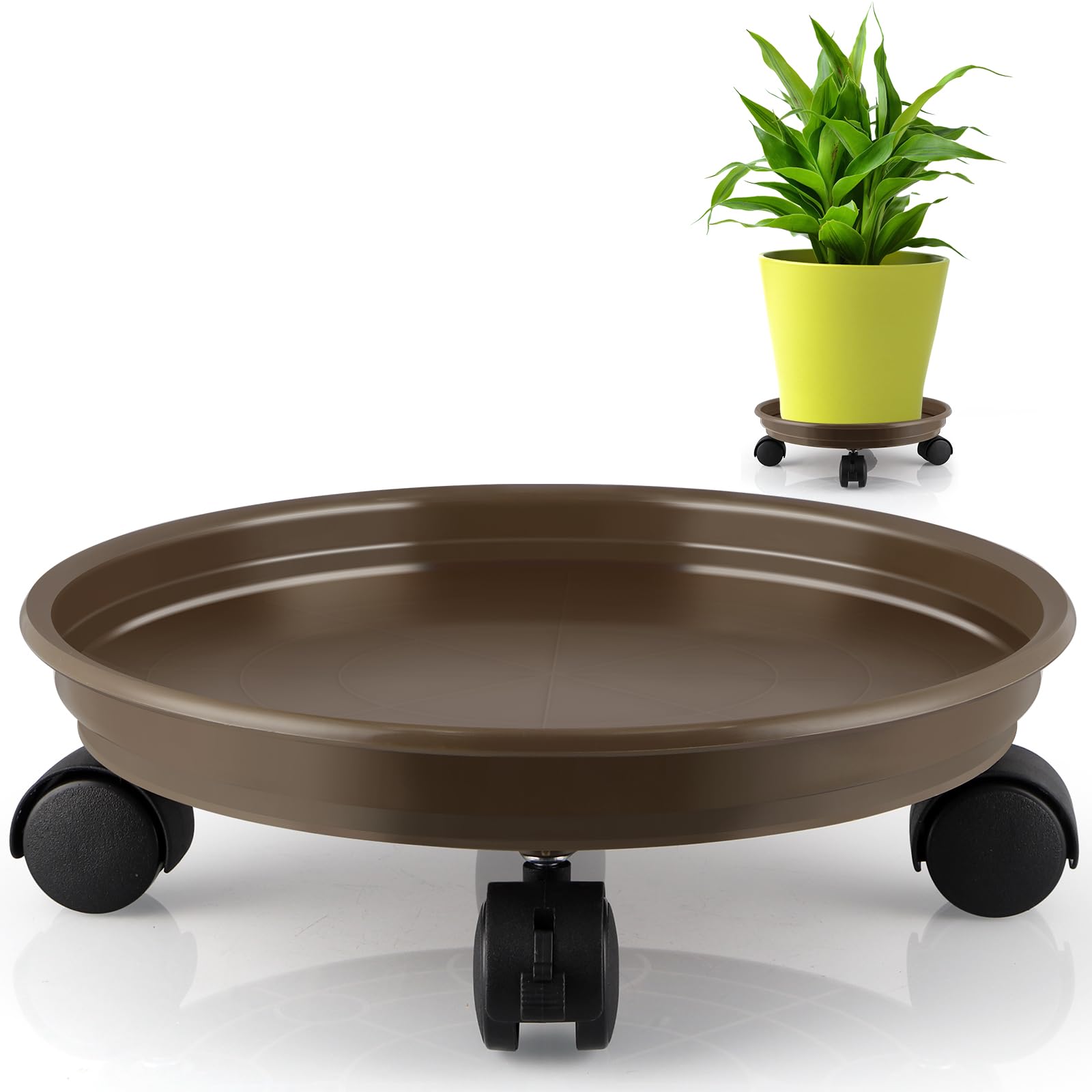 Sanbege resin plant caddy with wheels enables easy movement of heavy pots