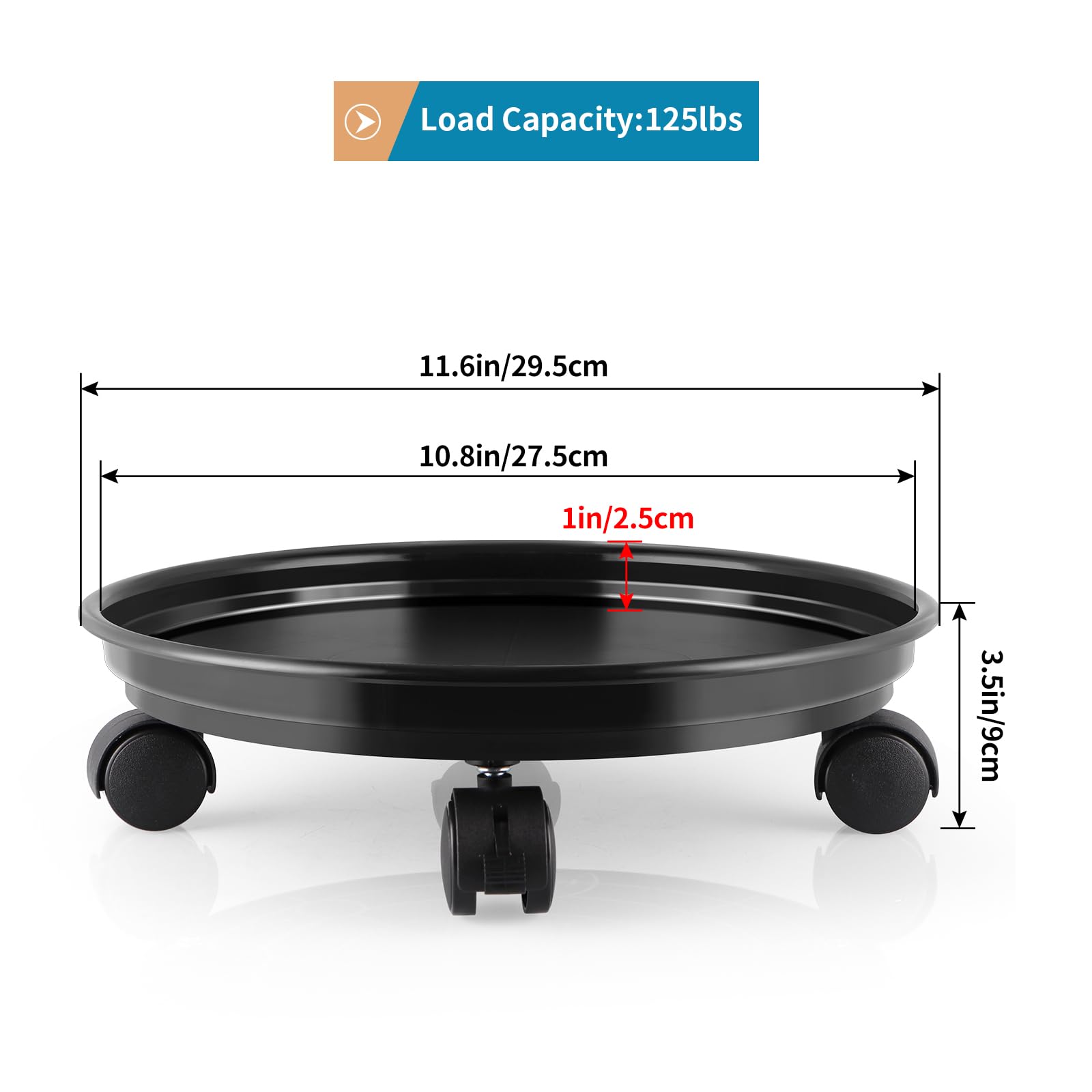 Sanbege round 11-6-inch plant pallet, sturdy base for pots.
