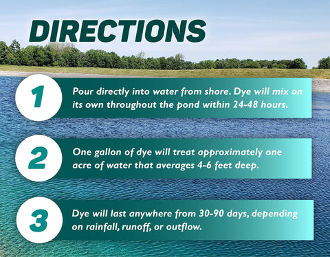 Before-after example with Sanco Crystal Blue pond dye on a pond.