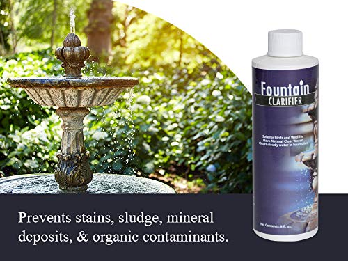 Sanco Industries outdoor fountain water becomes clearer after treatment with Fountain Water Clarifier.
