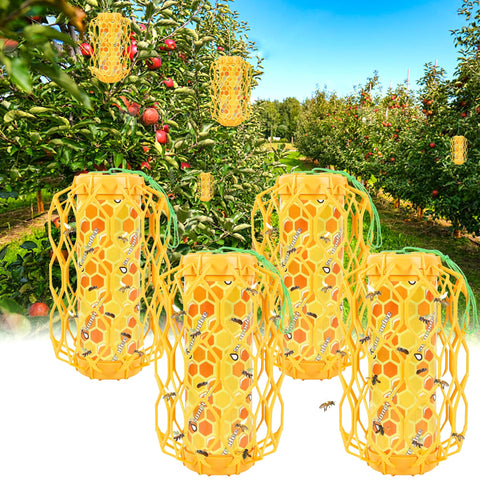Sancodee 4-pack upgraded wasp trap for outdoors, hanging setup to attract and trap wasps