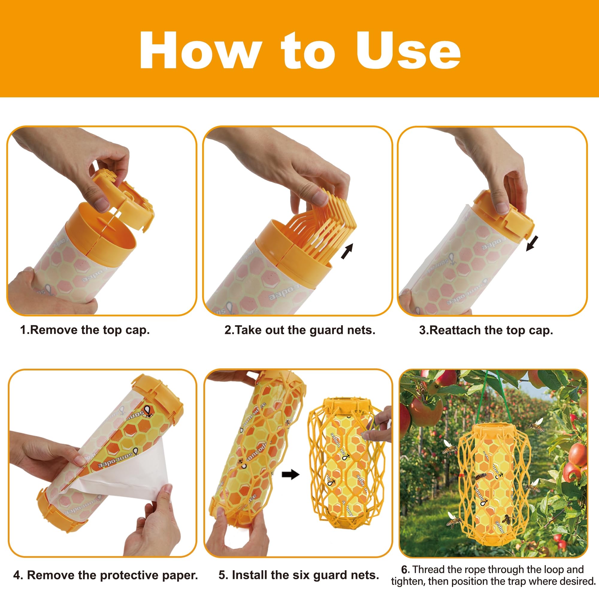 Sancodee carpenter bee catcher with bait reservoir attracts and manages garden insects.