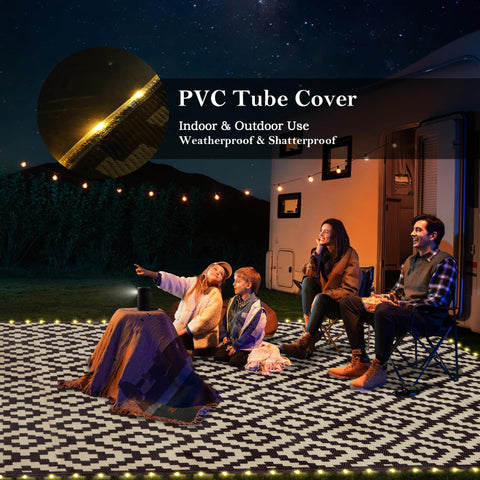 SAND MINE 8x10 outdoor rug featuring integrated LED lighting for evenings
