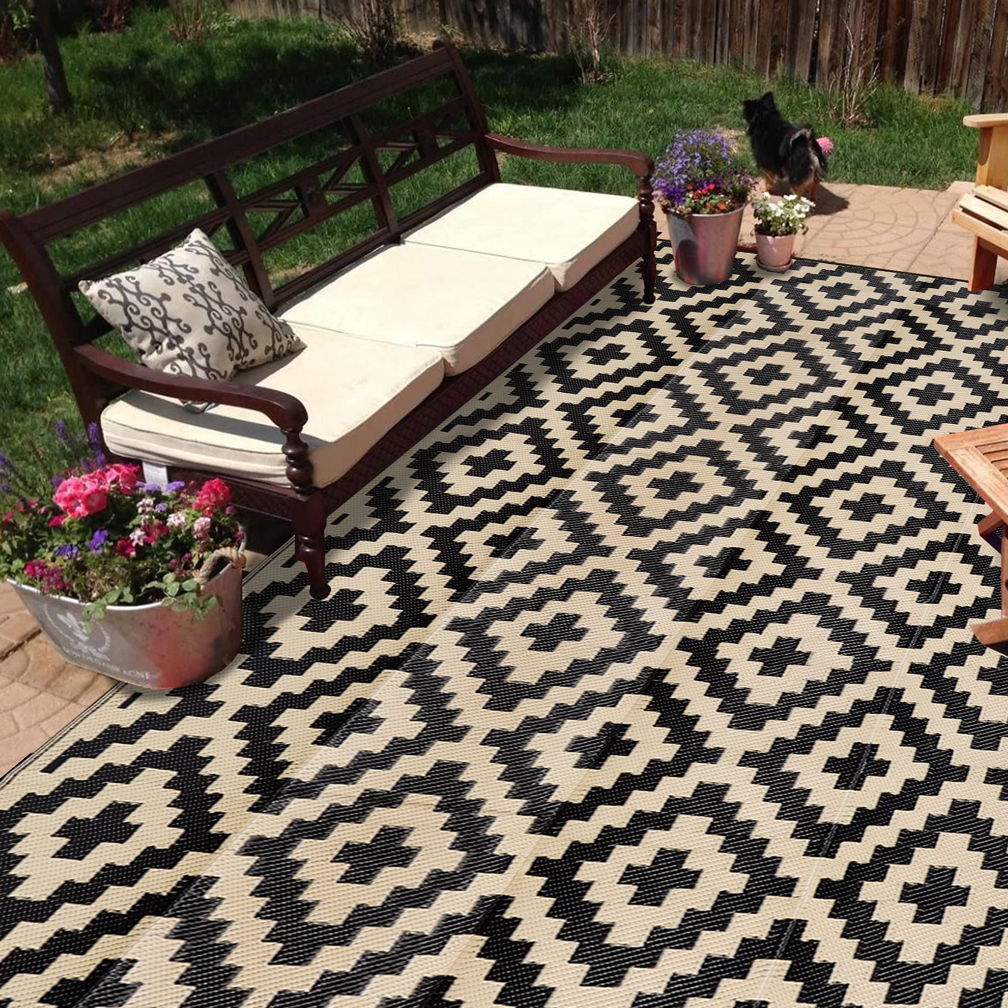 SAND MINE beach/backyard deck rug, soft underfoot yet durable.