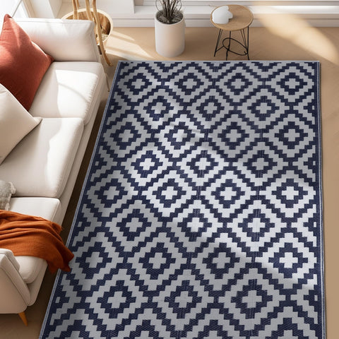 SAND MINE dark blue and white 5x8 mat on deck