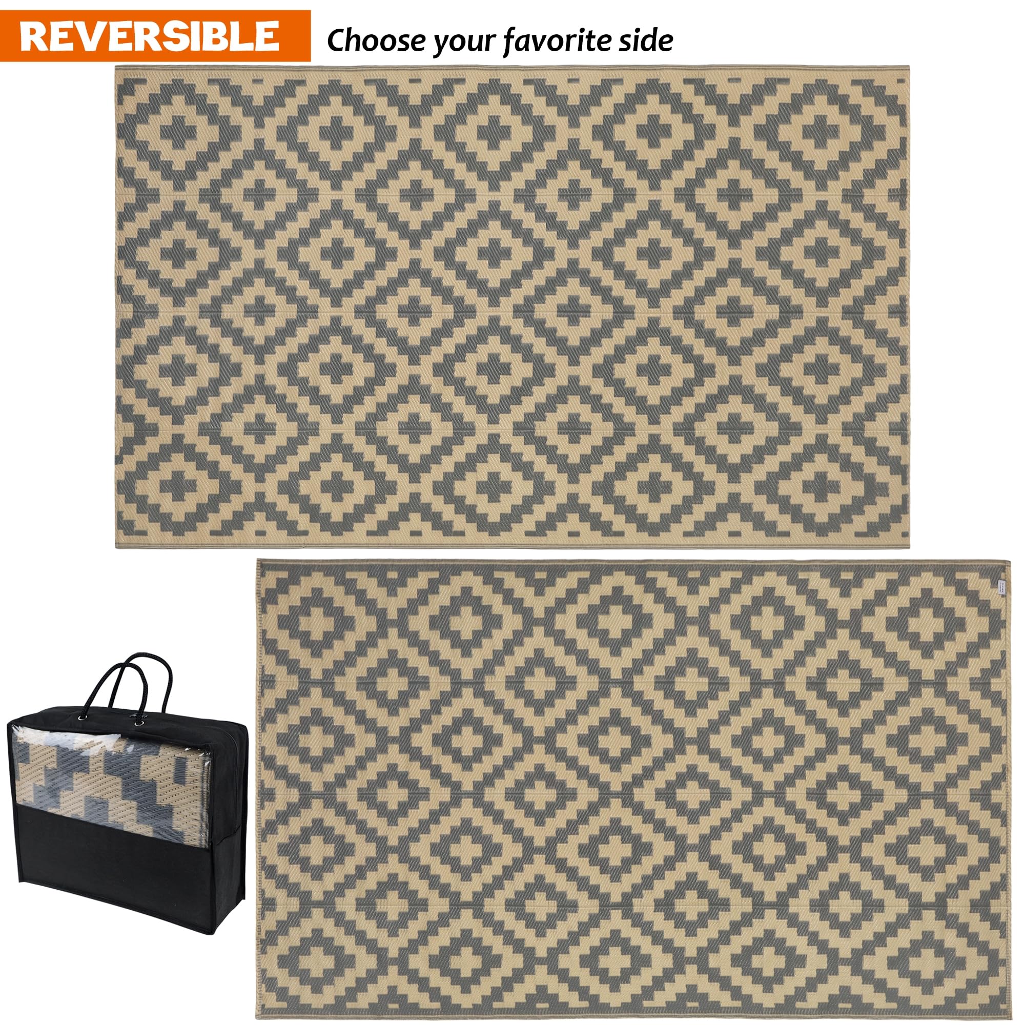 SAND MINE rug folded for compact RV storage, ideal for trips