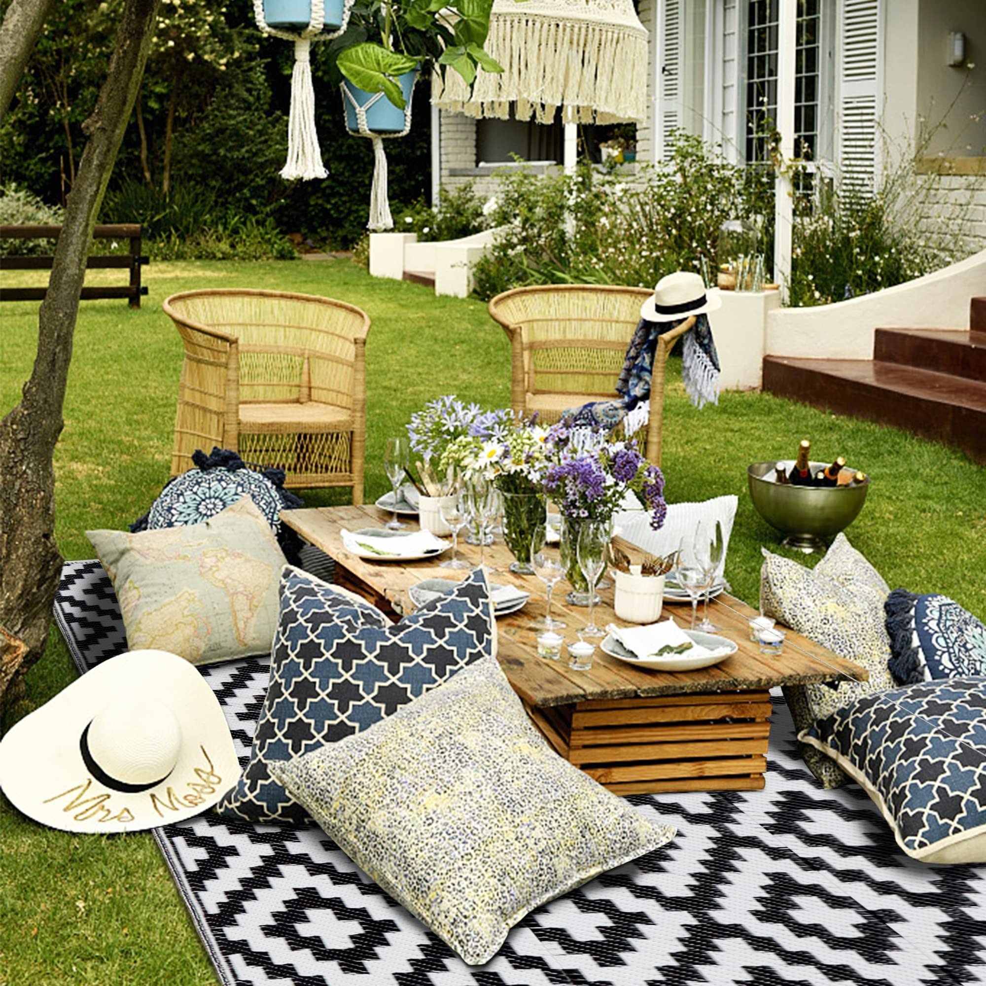 SAND MINE large 4x6 outdoor rug suitable for decks and patios.