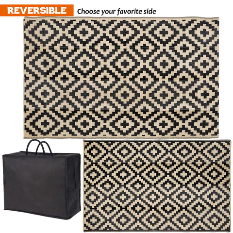 Sand MINE 5x8 outdoor rug on deck with UV-stable color.