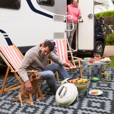 SAND MINE multi-size outdoor rug suitable for patio, deck, and RV