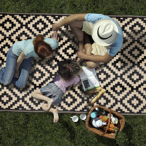 Sand MINE durable patio rug protects surfaces while adding style.