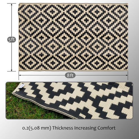 Sand MINE plastic reversible rug for versatile outdoor décor on patios.