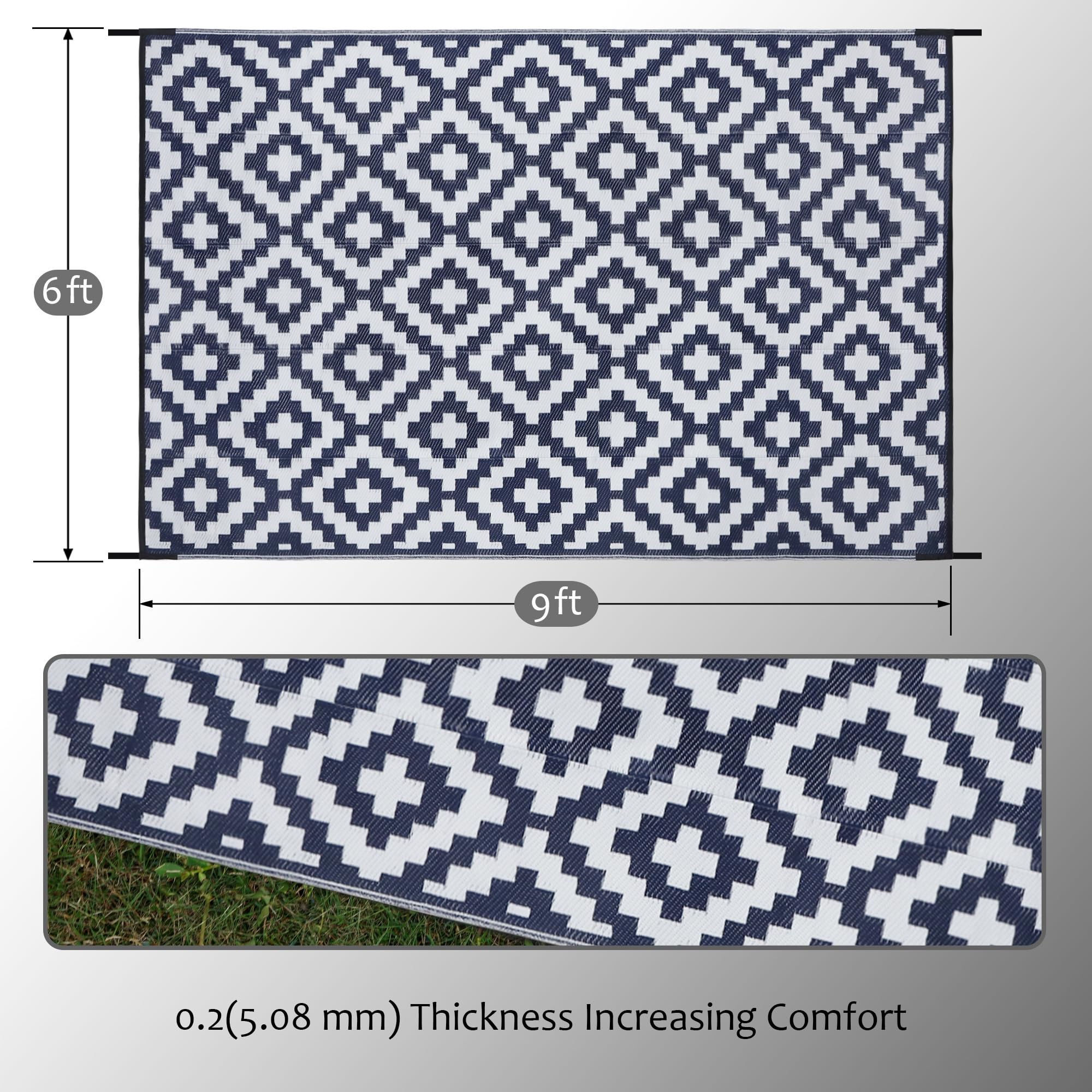 SAND MINE plastic straw rug shown at the beach-ready area for outdoor gatherings.
