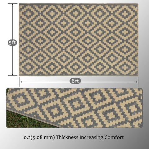 SAND MINE plastic straw rug outdoors with chairs, quick-drying and easy to clean