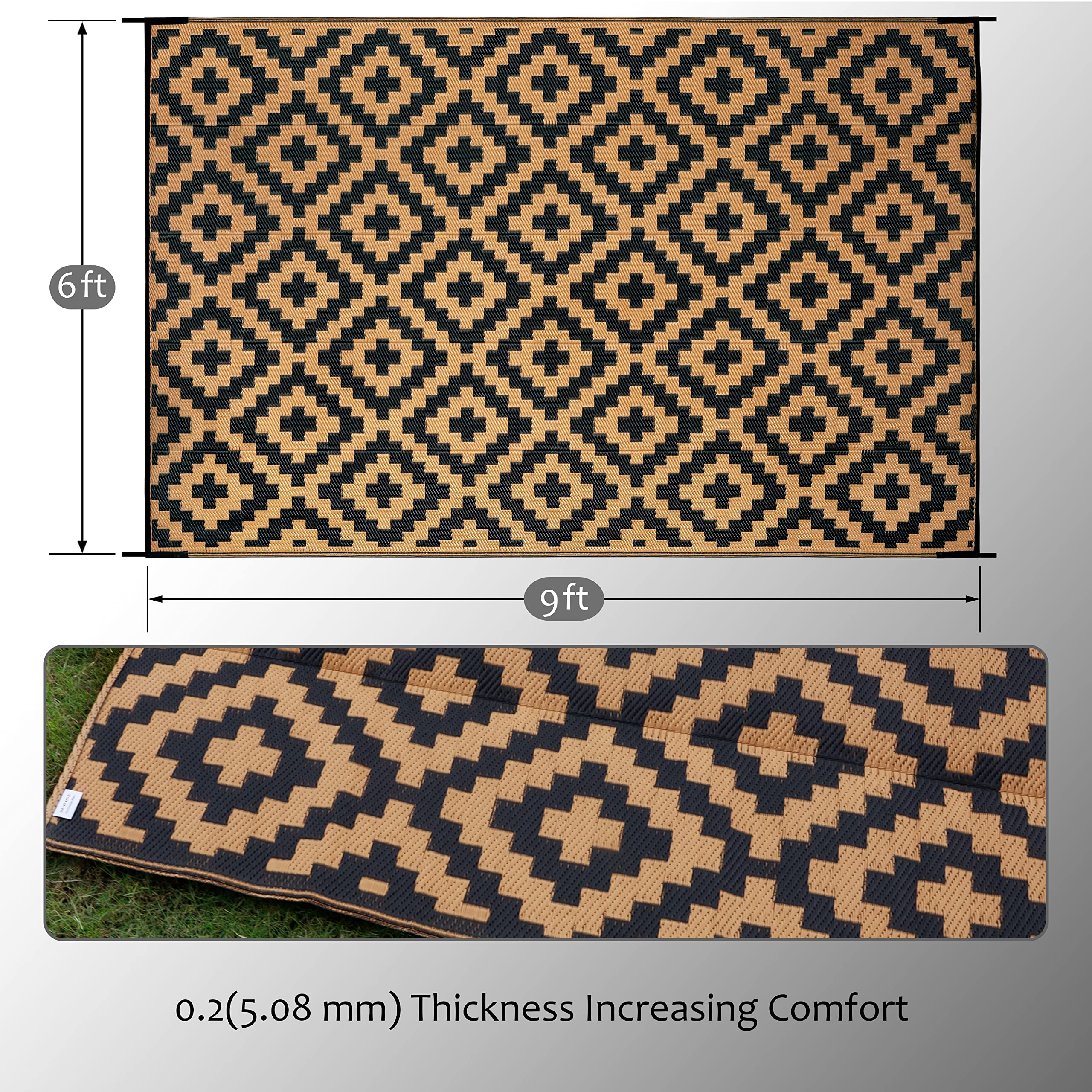 SAND MINE portable outdoor rug with carrying bag enables quick setup and easy transport