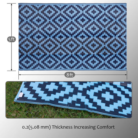 SAND MINE Reversible Mats blue foldable 5x8 for easy storage and quick setup.