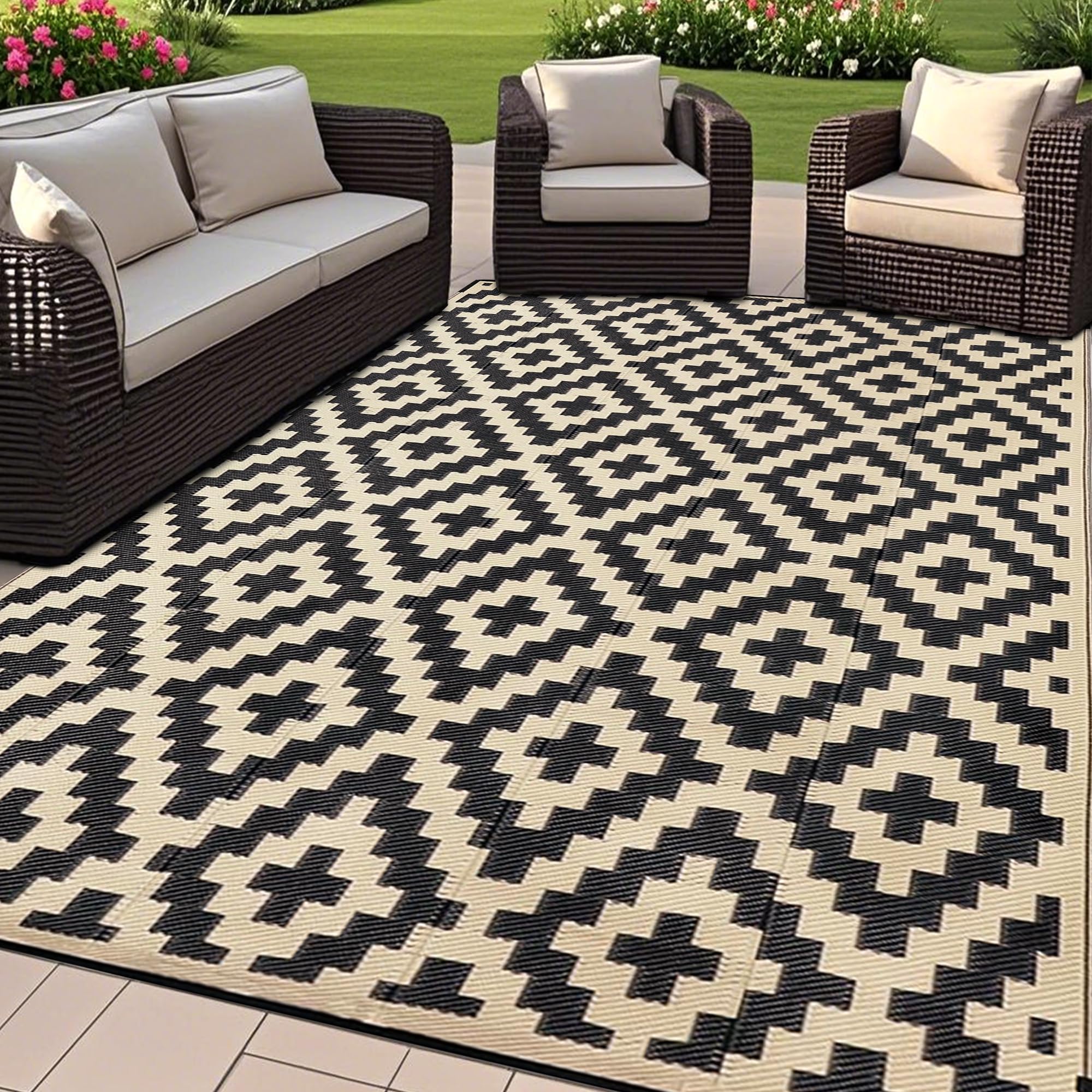 SAND MINE reversible mats for patio use, stylish and easy to clean.