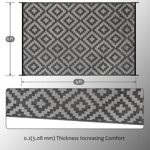 SAND MINE reversible outdoor rug showing two looks for versatile outdoor styling