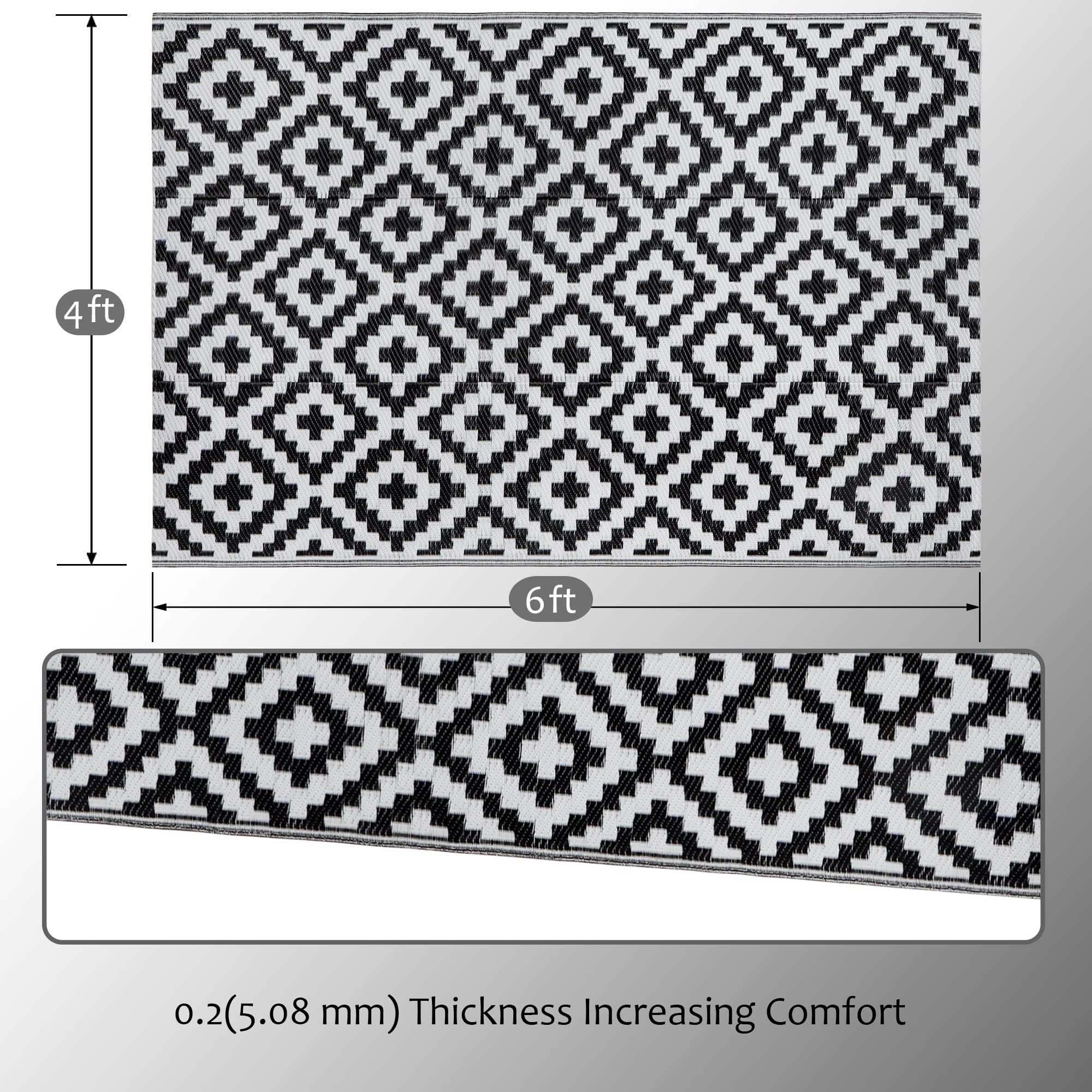 SAND MINE reversible outdoor rug on patio with furniture for versatile styling.