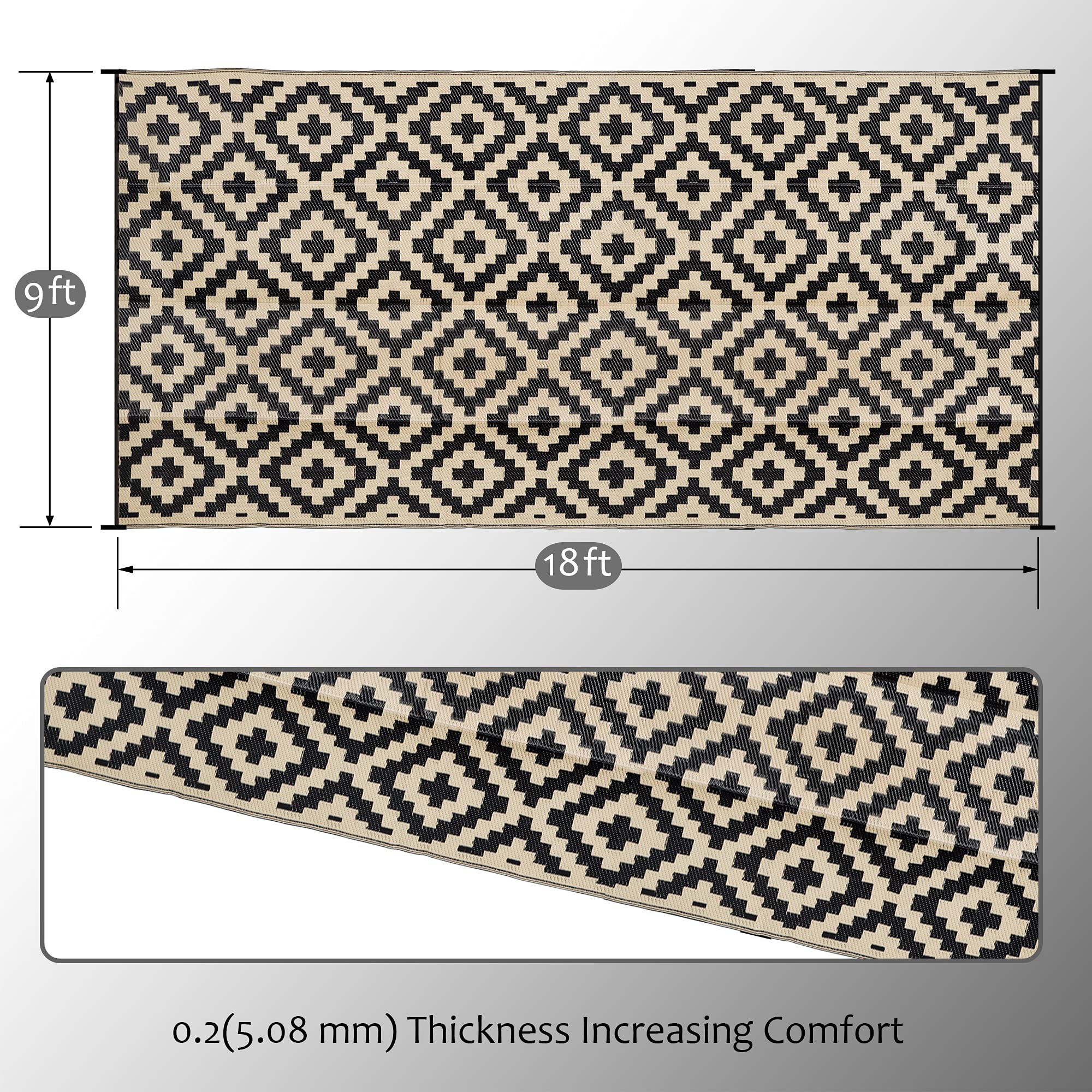 SAND MINE reversible rug for patio, two-tone design for flexible styling.