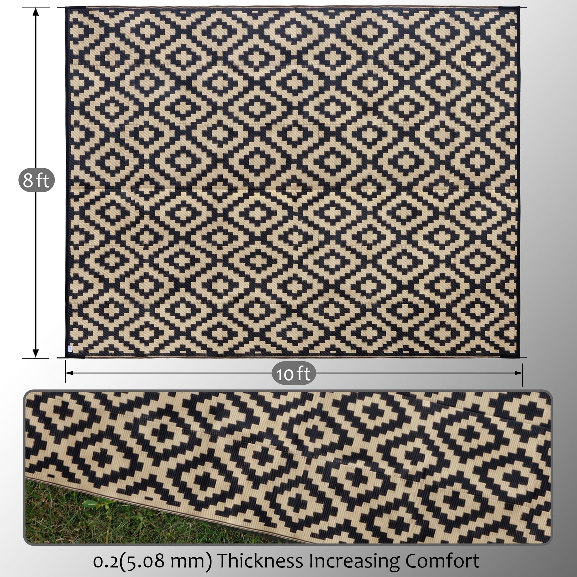 SAND MINE reversible plastic rug roll-out design ideal for decks