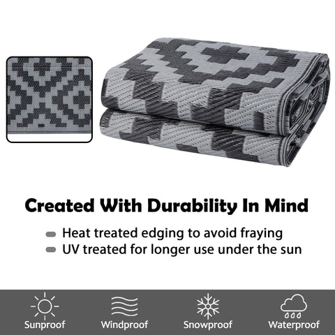 SAND MINE UV-stabilized outdoor rug resists sun fading for long-lasting color