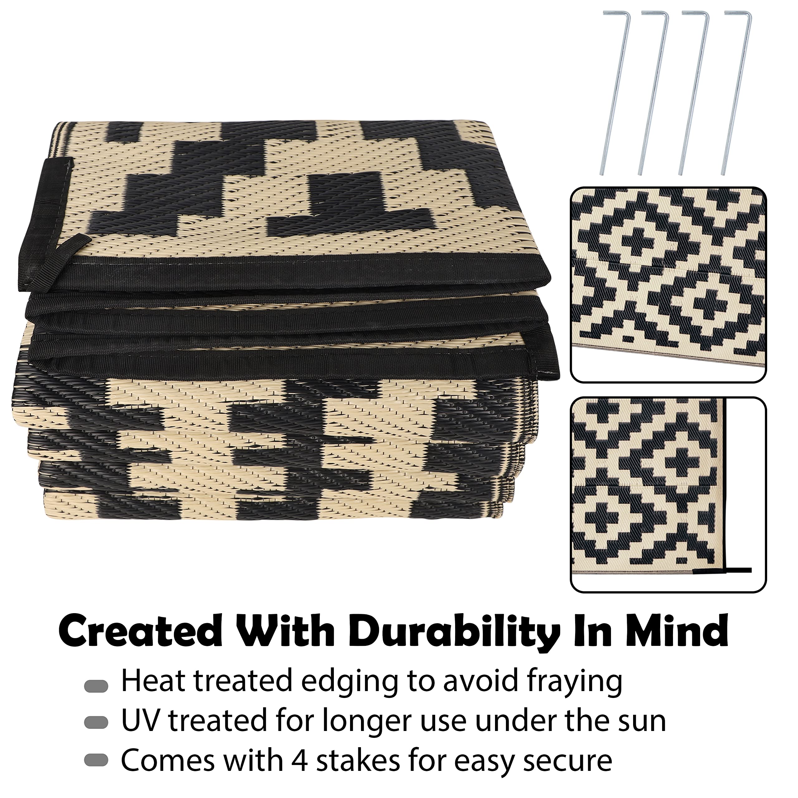 SAND MINE UV-stabilized rug; fade-resistant for sunlit decks.