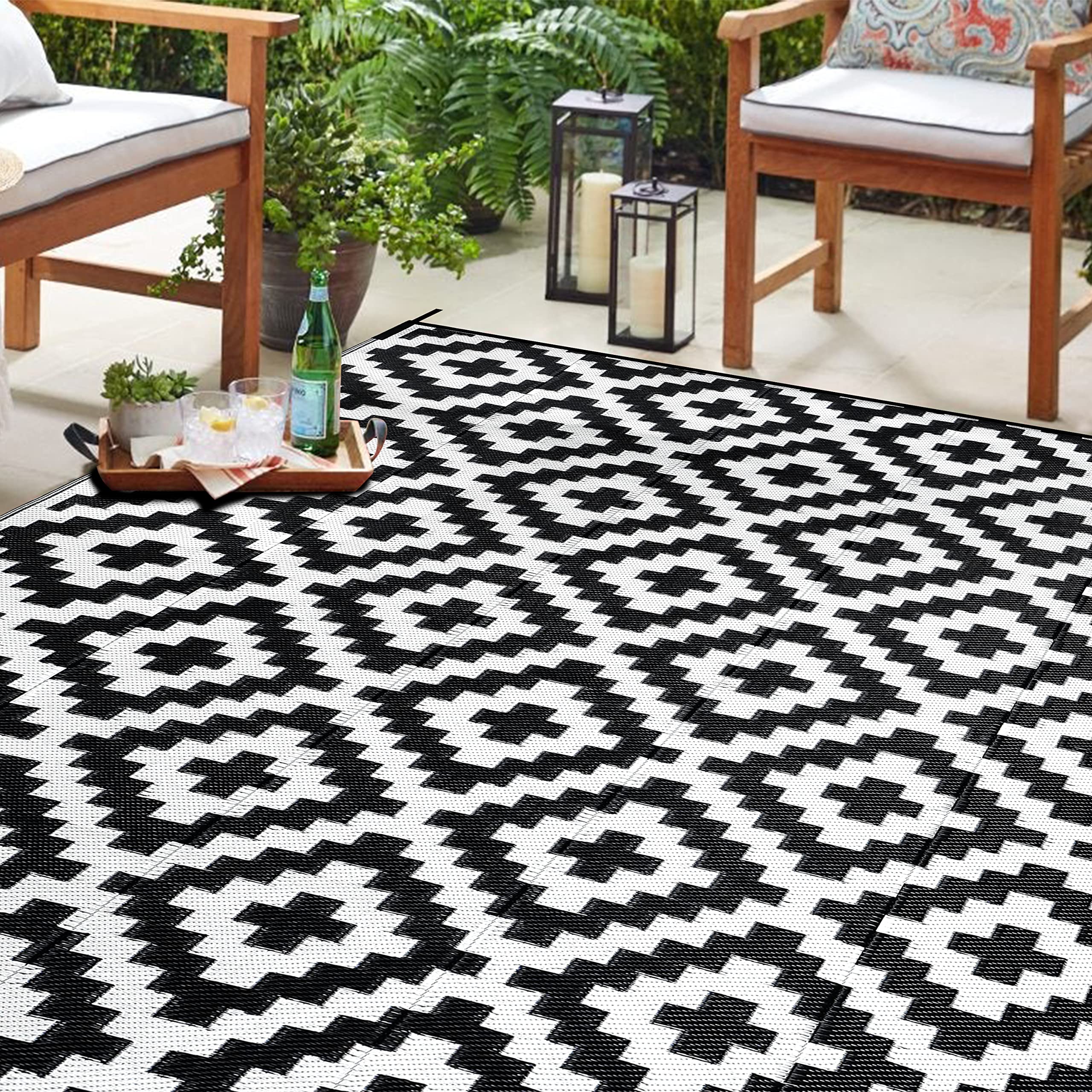 SAND MINE waterproof outdoor rug 6x9 on patio with durable, weather-ready design