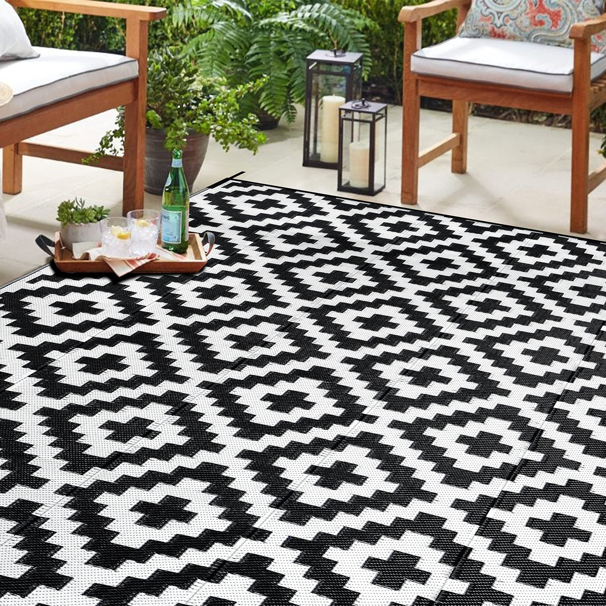 SAND MINE waterproof outdoor rug 6x9 on patio with durable, weather-ready design