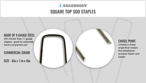 Sandbaggy 6-inch staples two-bag packaging shown for easy setup.