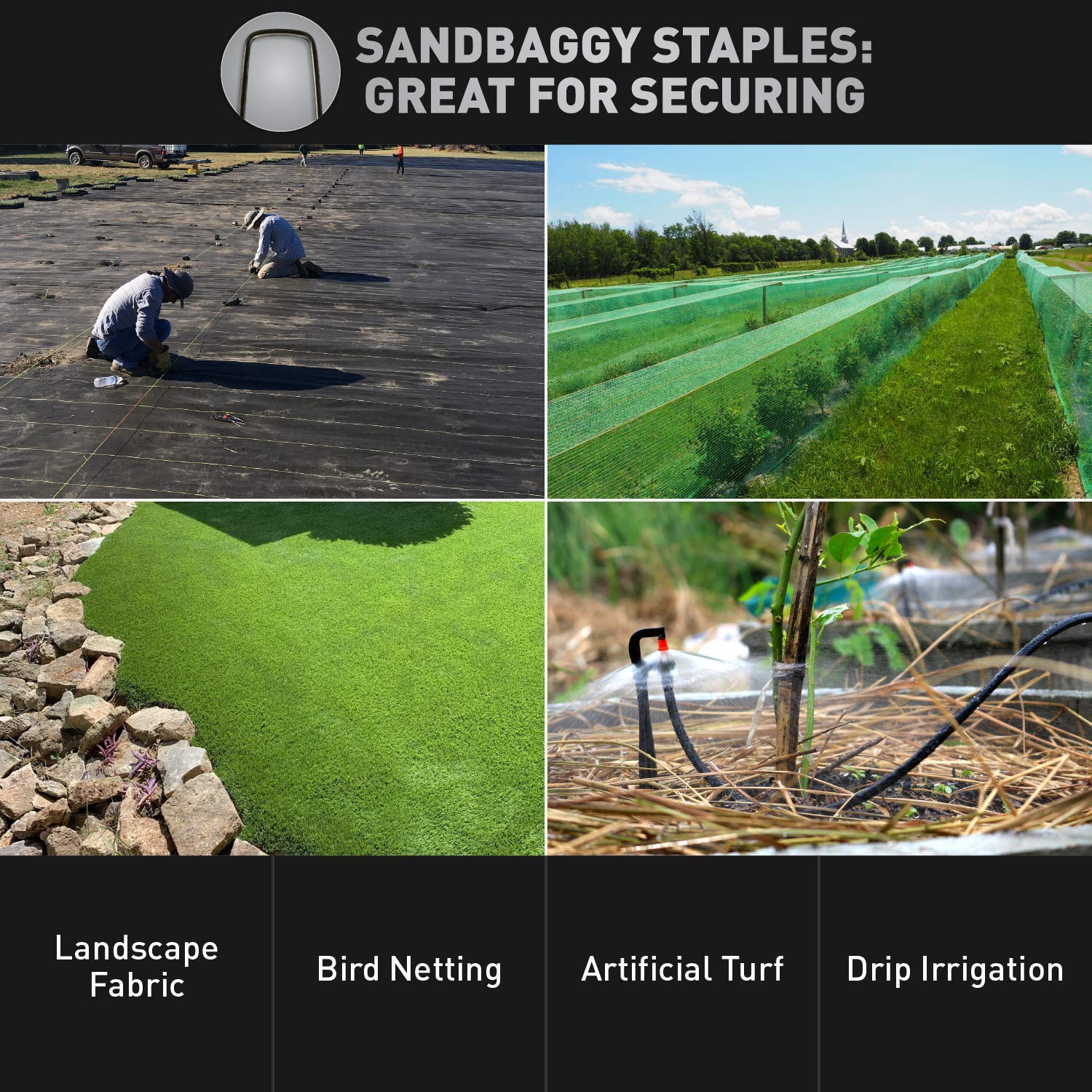 Sandbaggy drip irrigation stakes stabilize irrigation lines for efficient watering.