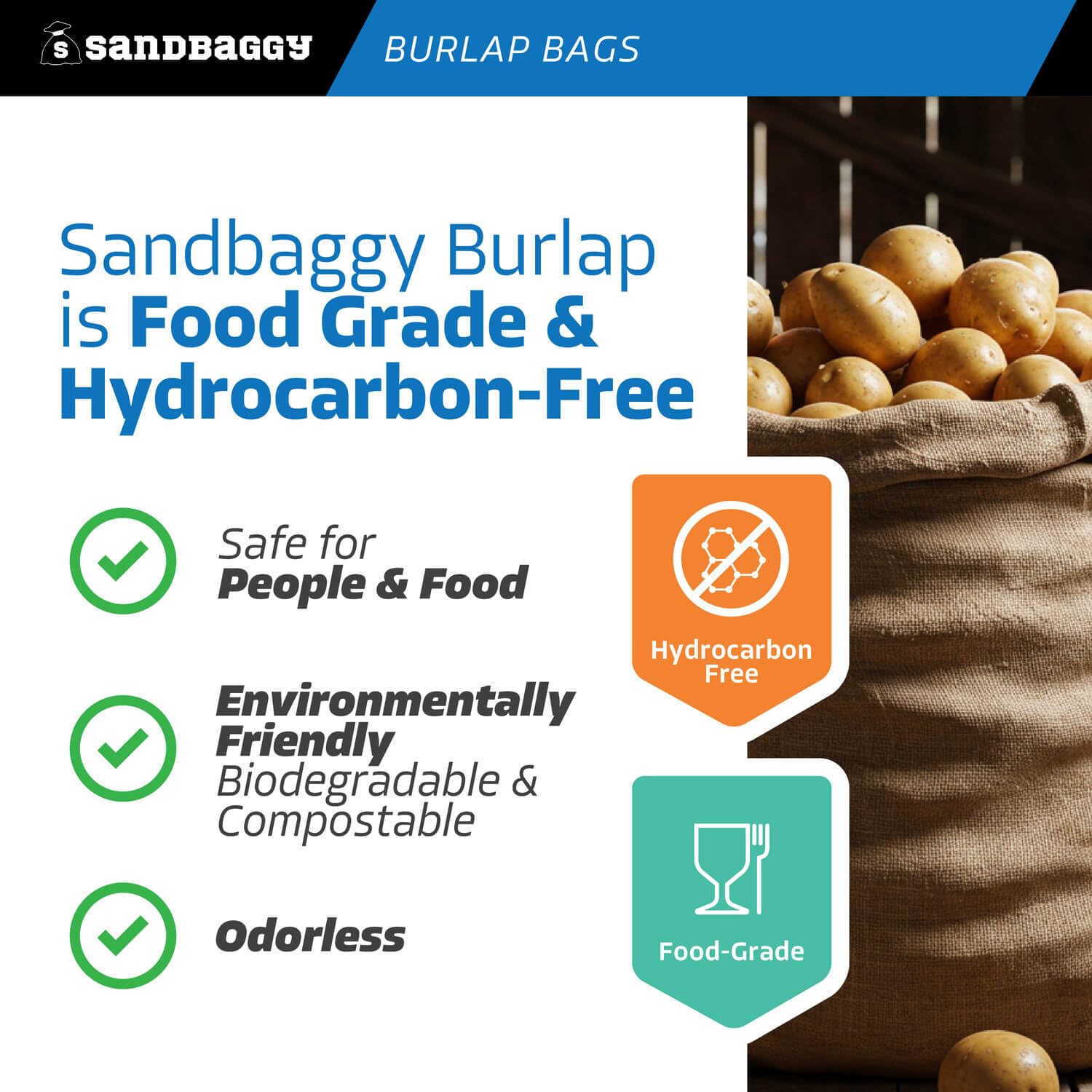 Sandbaggy grow bag use, side view showing vegetables thriving in breathable sacks.