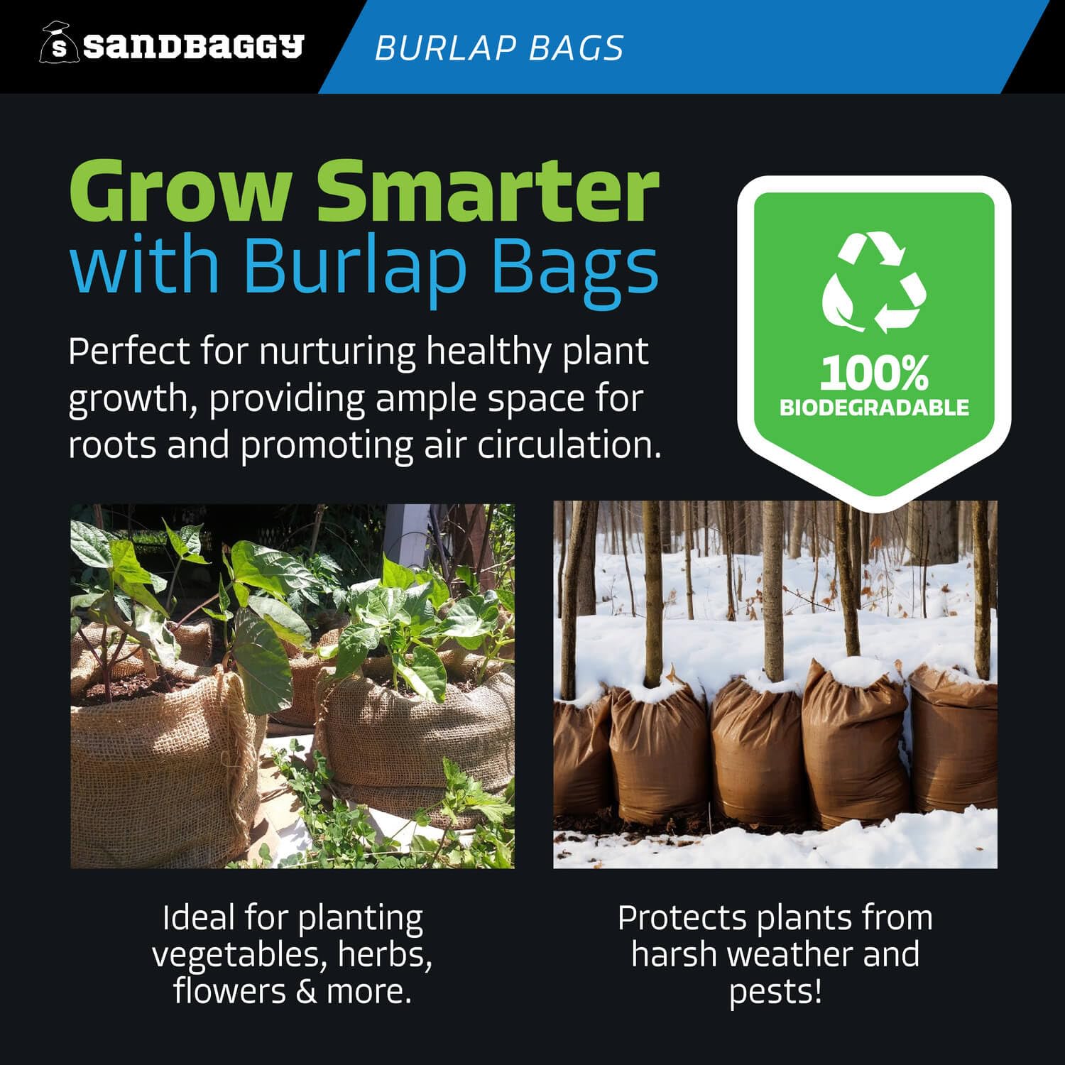 Sandbaggy odorless food-grade burlap, side view highlighting safe packaging for food-related tasks.