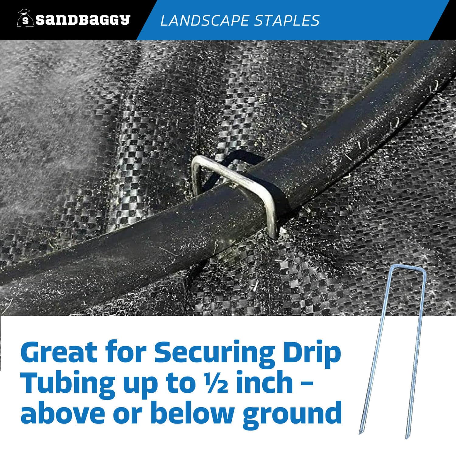 Secure turf, weed mats, and tarps with Sandbaggy staples