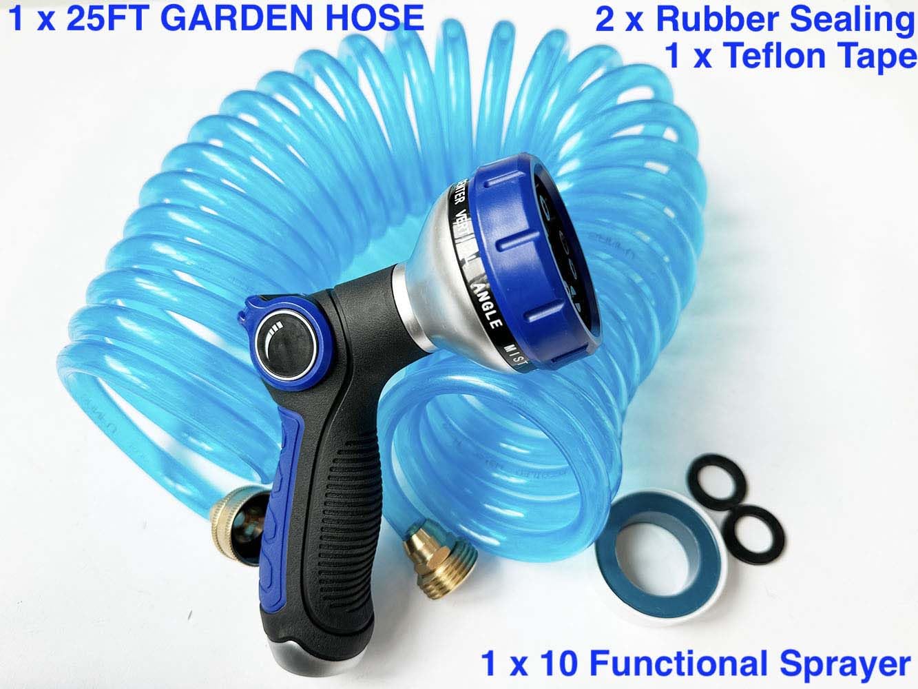 SANFU EVA 25ft coiled hose ready for outdoor cleaning tasks