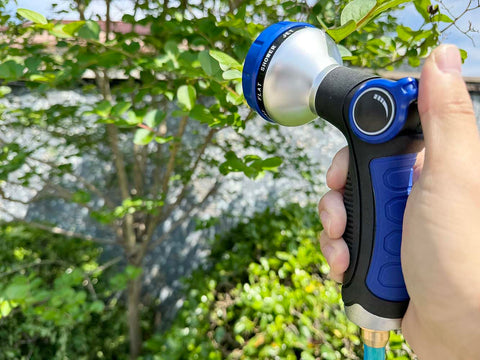 SANFU EVA blue hose shown on a patio for gardening and cleaning