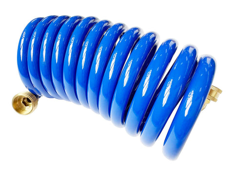 SANFU PU Recoil 10ft hose coiled neatly for boat storage and space saving.
