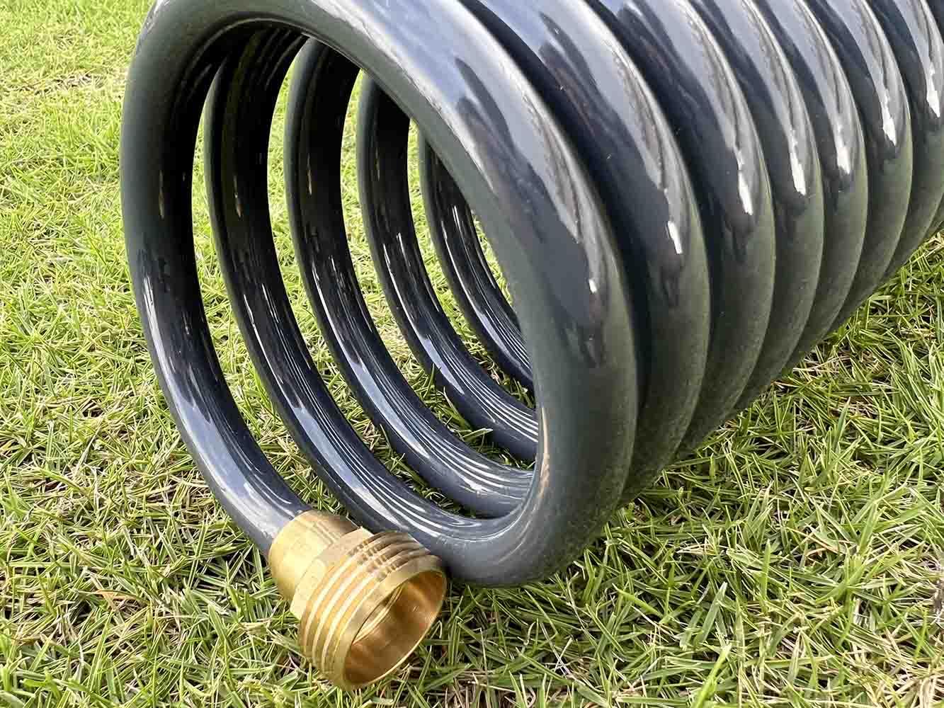 SANFU PU Recoil hose 10 ft with brass fittings for easy connections.