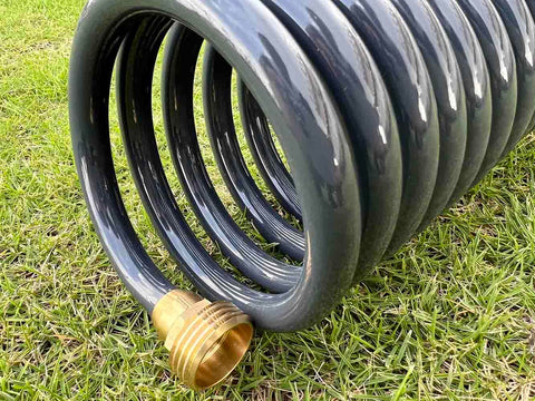 SANFU PU Recoil hose 10 ft with brass fittings for easy connections.