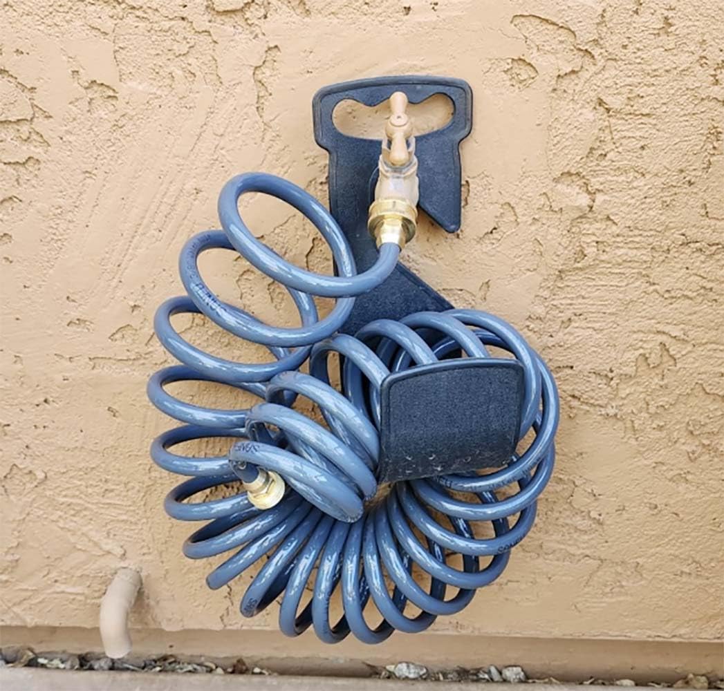 SANFU PU Recoil hose brass fittings visible for secure water flow.