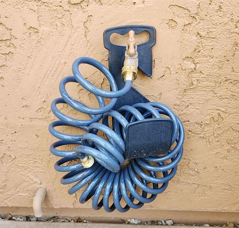 SANFU PU Recoil hose brass fittings visible for secure water flow.