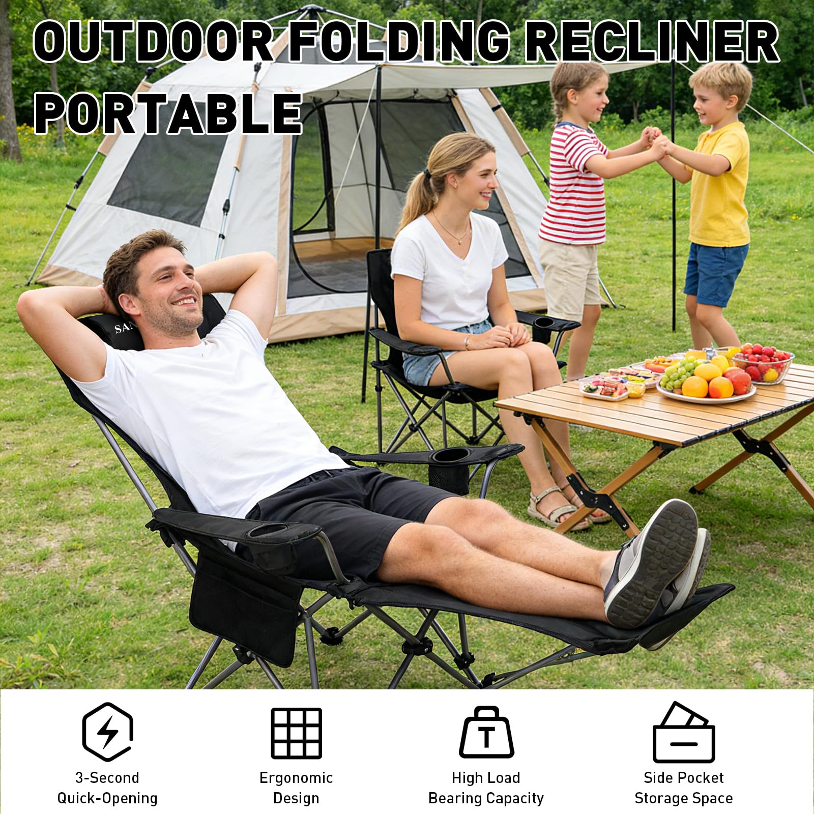 Sanheshun Zero Gravity Chair black color design suits any outdoor setup.