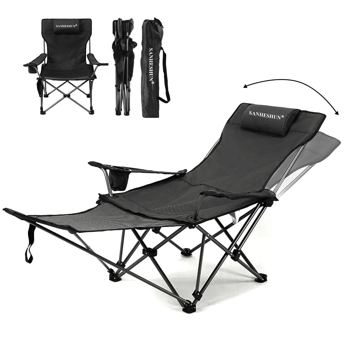 Sanheshun Zero Gravity Chair reclining backrest enables versatile outdoor comfort.