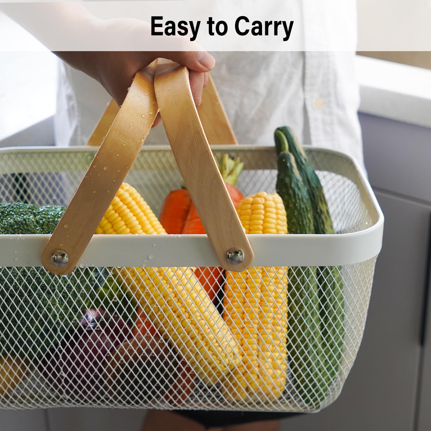 SANHSEHOME one-piece mesh basket, seamless exterior for quick washing.
