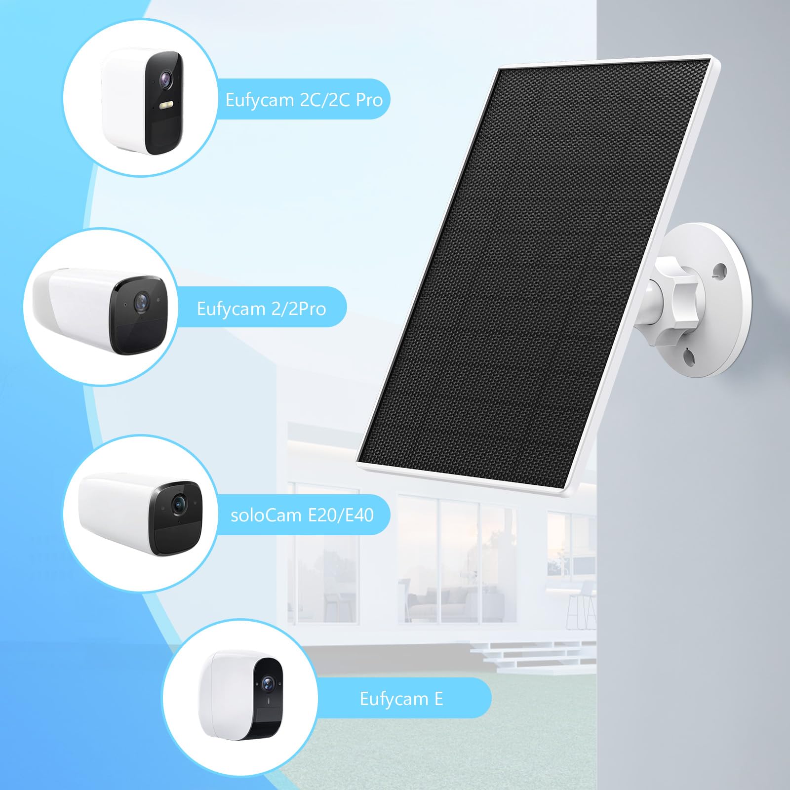 SANKABA solar panel for Eufy camera side view with sun capture