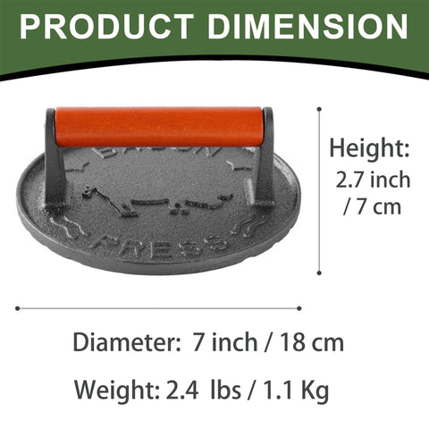 SanKonfu Bacon Press flat bottom helps uniform patty thickness for consistent cooking