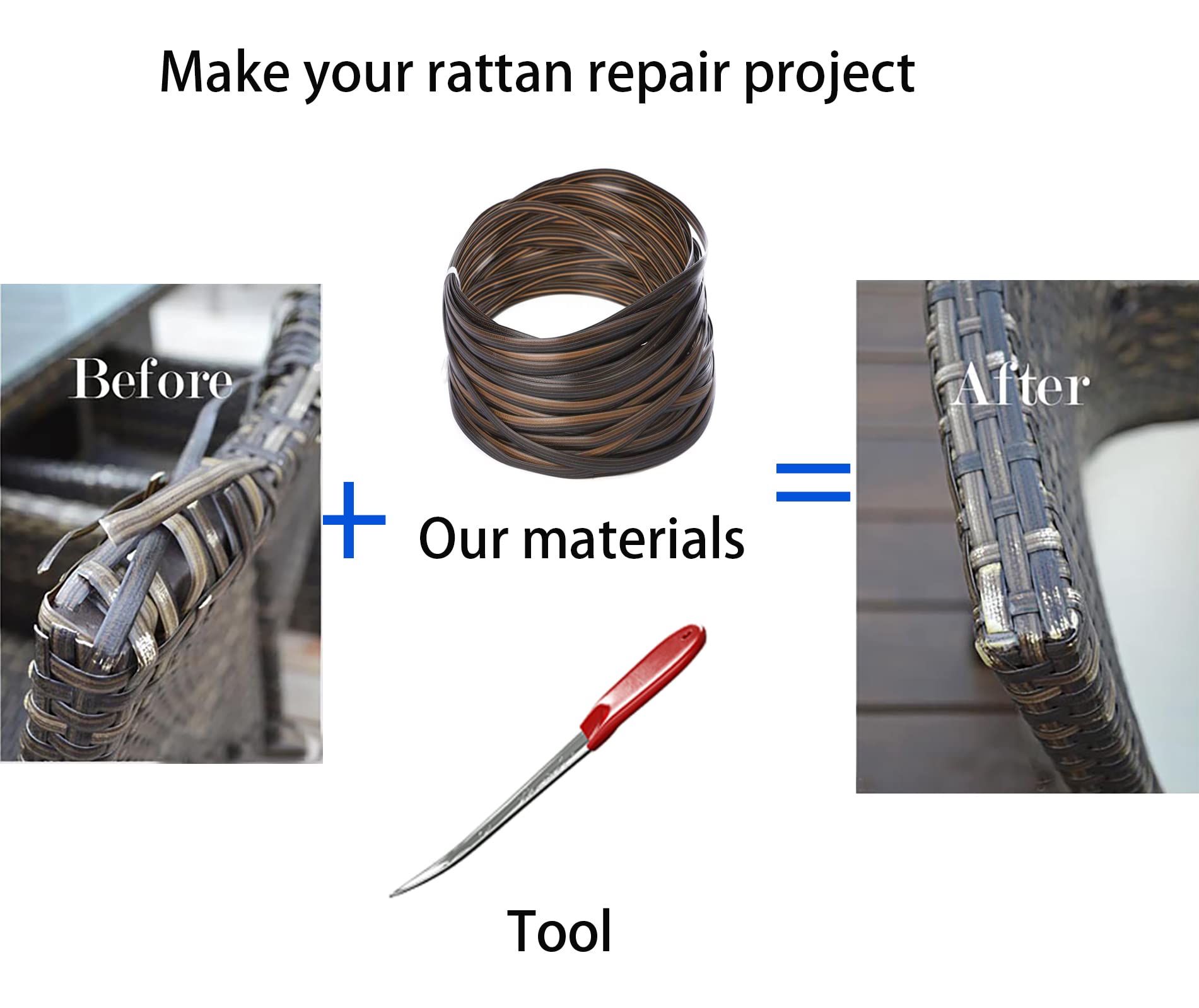 SANMENMO wicker repair tool with dragon pattern enhancing grip during weaving sessions.