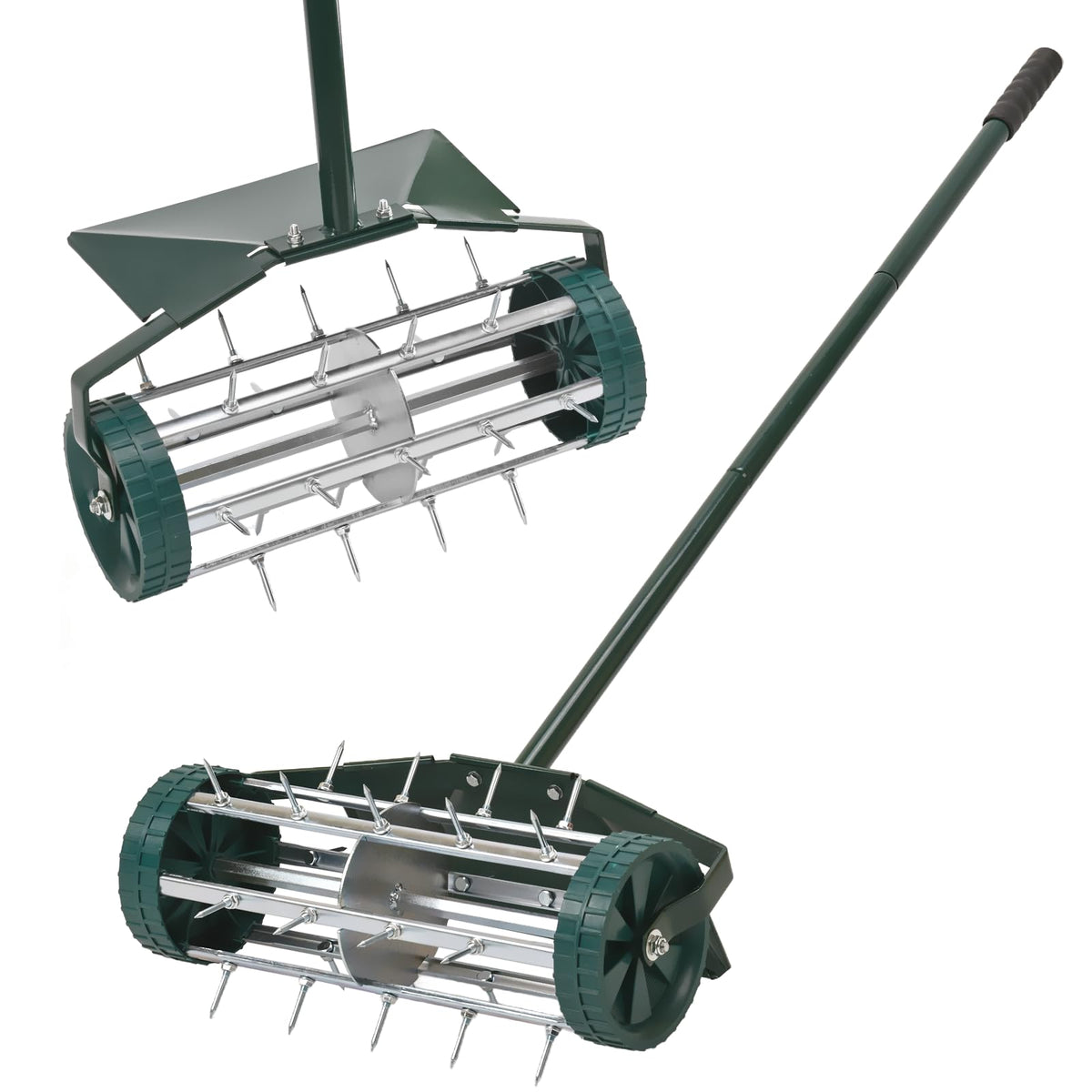 SANMEO 18-inch spike roller aerator for deep soil aeration in lawns
