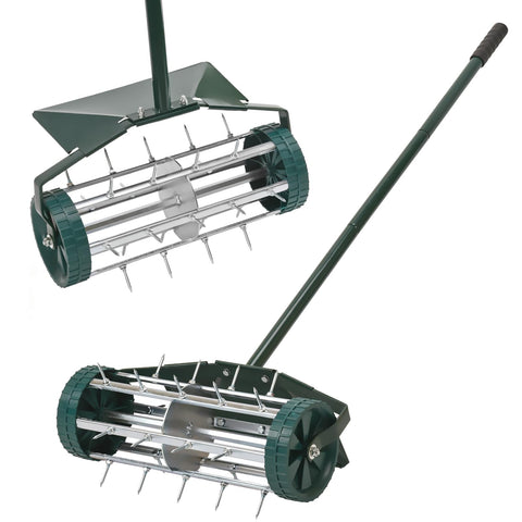 SANMEO 18-inch spike roller aerator for deep soil aeration in lawns