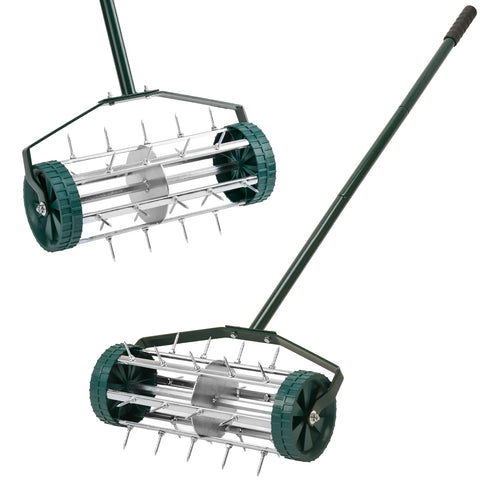 SANMEO 18-Inch spike roller aerator for deep soil aeration improving water and nutrient flow