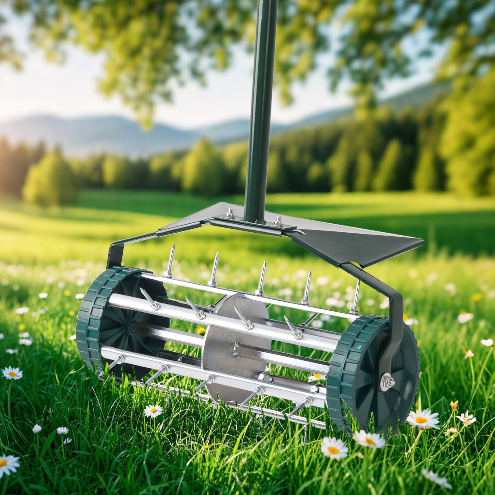 SANMEO heavy-duty manual push aerator built for durable lawn care